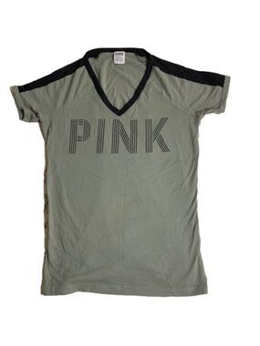 PINK Victoria Secret khaki green and black t-shirt  small